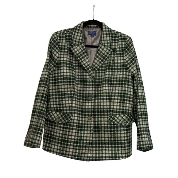Pendleton Jackets & Blazers - Vintage Pendleton Green Plaid Blazer Dark Academia Tartan Jacket Lambs Wool 16